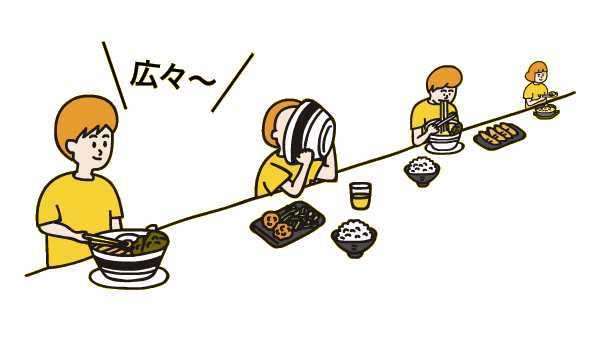 お席はゆったり快適に